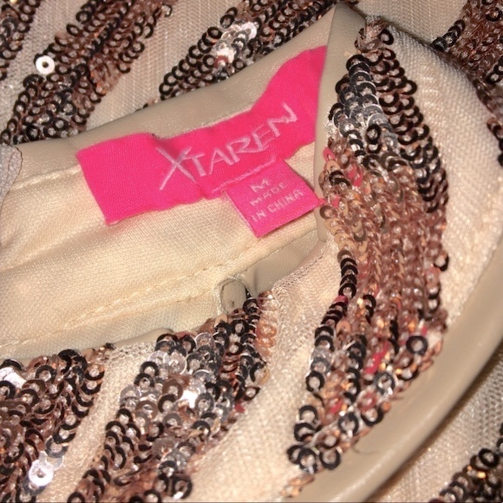Rose Gold Sequin Halter Dress EUC Size Medium - Picture 10 of 12